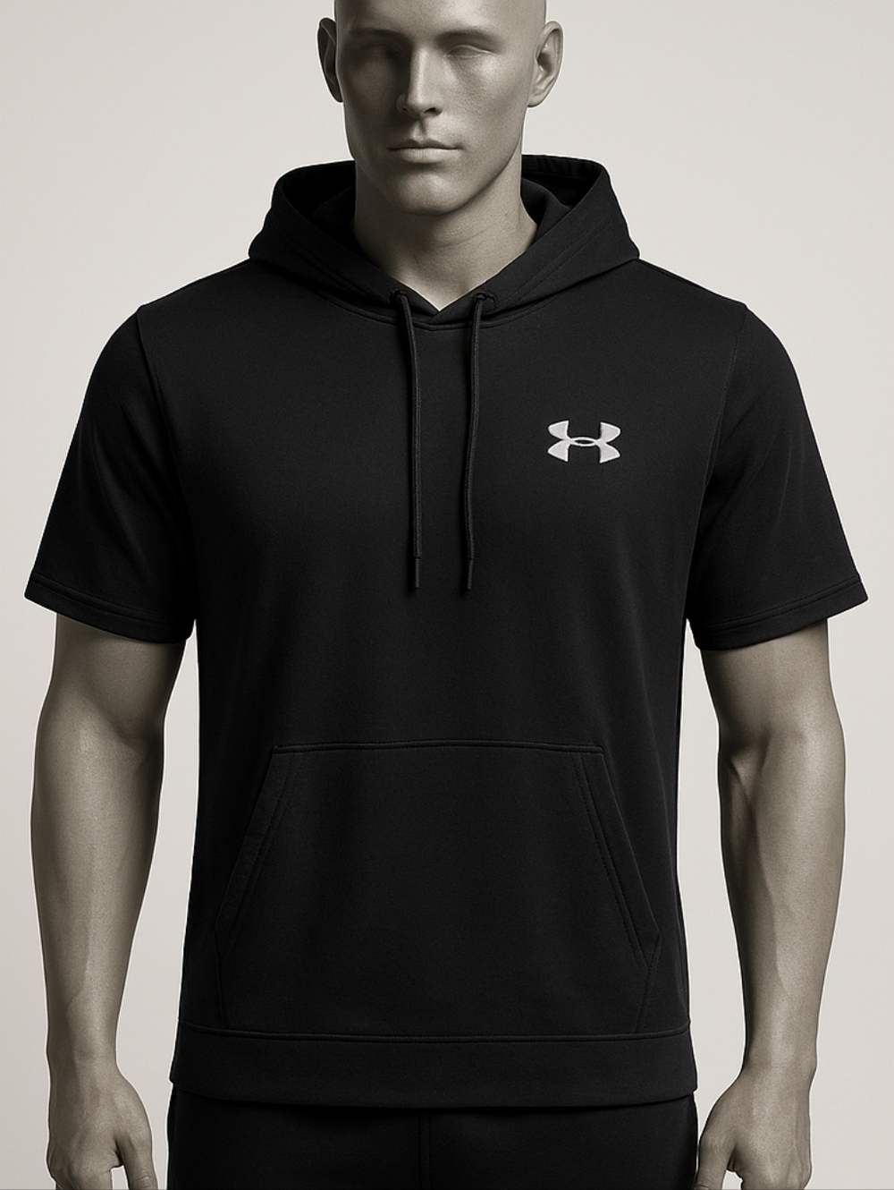Under Armour Black Short-Sleeve Hoodie with White Logo